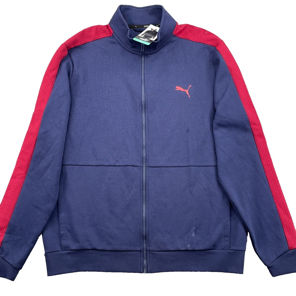 Puma Track Jacket Men's XL Blue Red Sports Training Running Gym Retro Streetwear